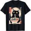 YiJIaWu Kawaii Cat Eating Ramen Noodles Funny Anime Gift Girls Teens T-Shirt