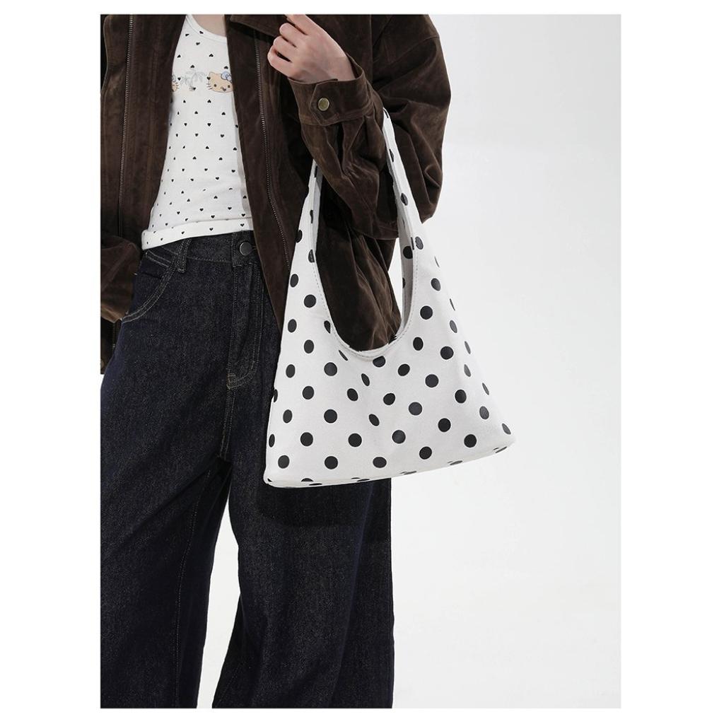 Shoulder Bag Women Fabric Polka Dot Large Capacity Daily Commute