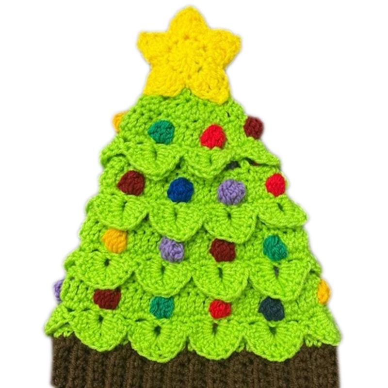Knitted Christmas Tree Hat Keeping Warm Head Hat Decorations Supplies for Holiday Birthday New Year Party Decorations