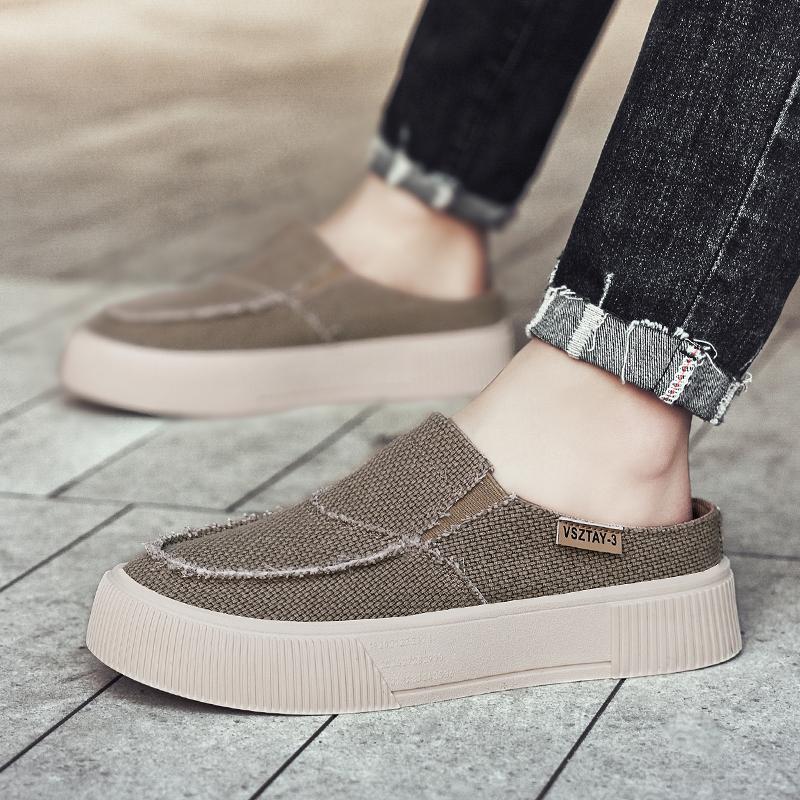 

2025 new summer lazy shoes half slippers men s summer men s casual bag head one pedal men s lazy shoes 44 хаки