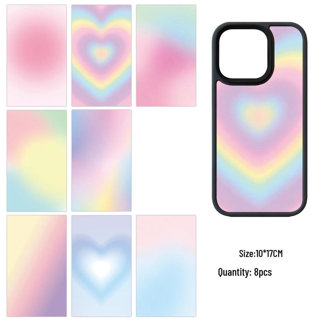 8 Sheets Girly Heart Korean Style Adhesive Phone Card Stickers, Decorative and Waterproof