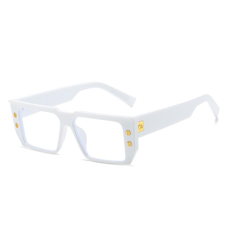 

Очки с защитой от синего света Ретро Плоские очки Модные Миопия Квадратная оправа white film (anti-blue light)