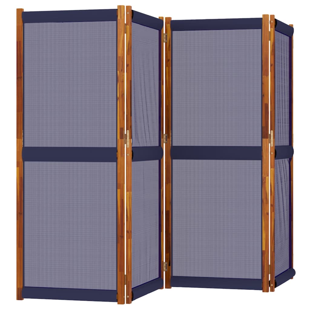 4 Piece Folding Screen In Dark Blue 280 X 180 Cm