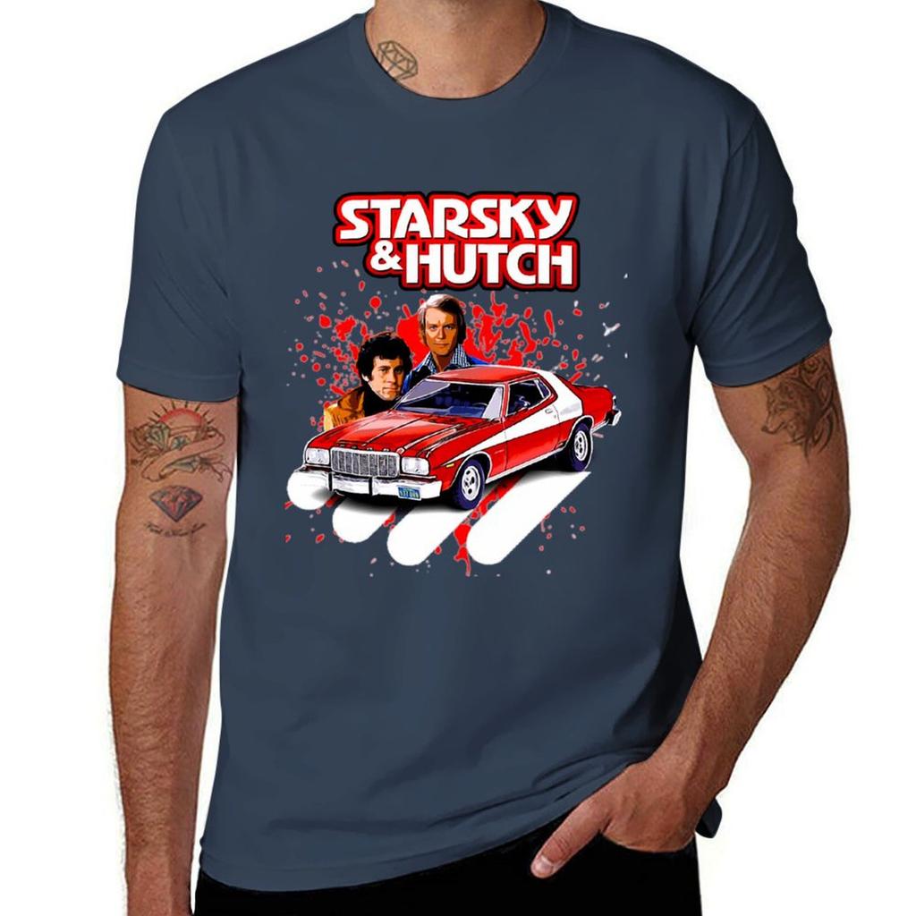 Koszulka z serialu telewizyjnego Starsky i Hutch, koszulka z krótkim rękawem, anime, ubrania męskie