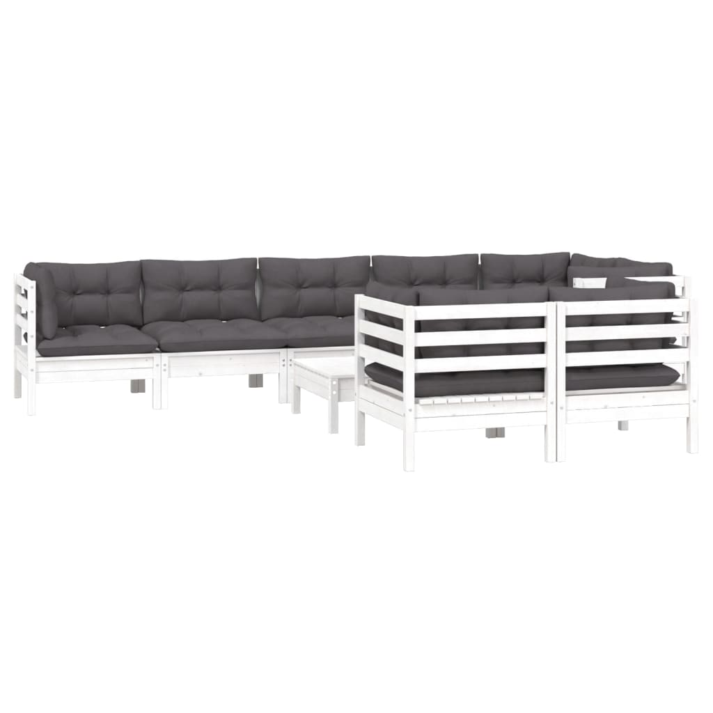 Vidaxl 9-Cz. Garden Lounge Set, With Cushions, White