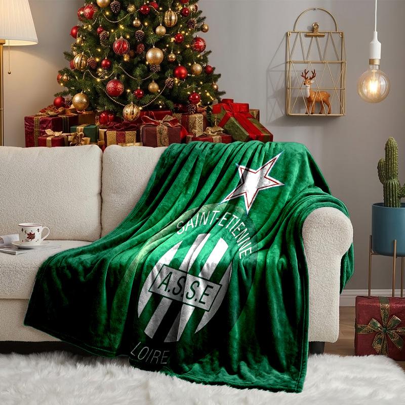 Saint-etienne Football Club Throws Blanket Flannel Blankets Plush for Couch Bed Gifts for Men Women Travel picnic blanket Christmas fan gifts