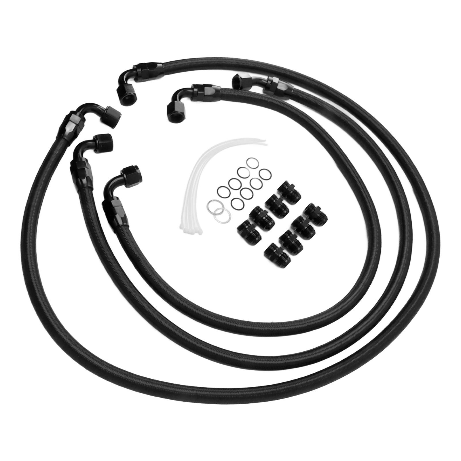 

Transmission Cooler Hose Kit Metal Nylon Replacement for 6.6L Duramax LLY LBZ LMM 2006‑2010