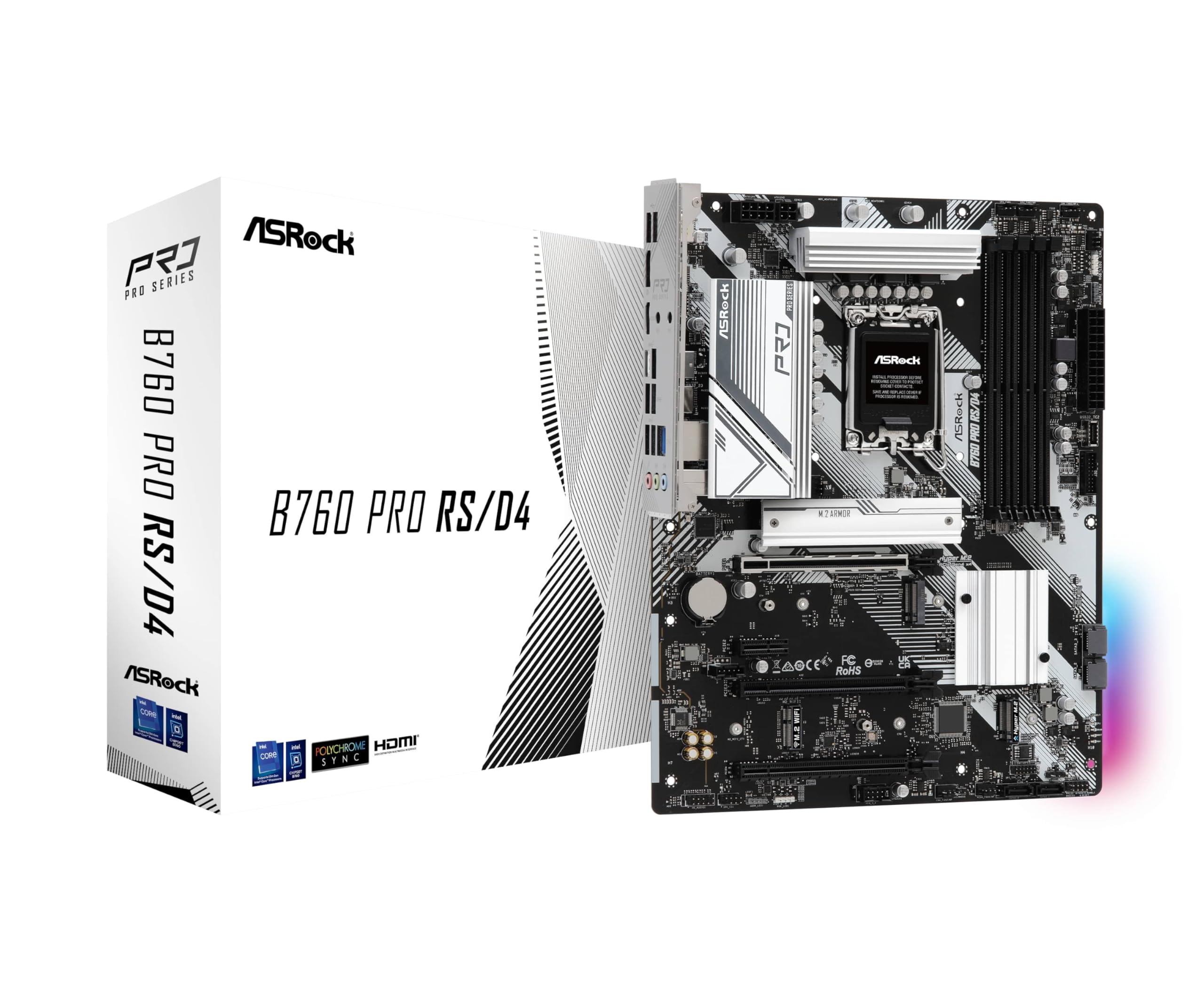 

Материнська плата ASRock B760 Pro, сумісна з процесорами Intel 12-го та 13-го поколінь, чіпсет B760, DDR4, материнські плати ATX, авторизований дистриб ютор RS/D4