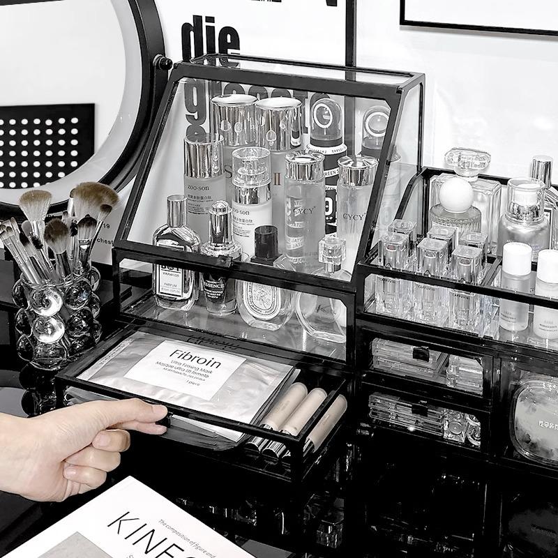 High-End Transparente Staubdichte Kosmetikaufbewahrungsbox für Waschtisch