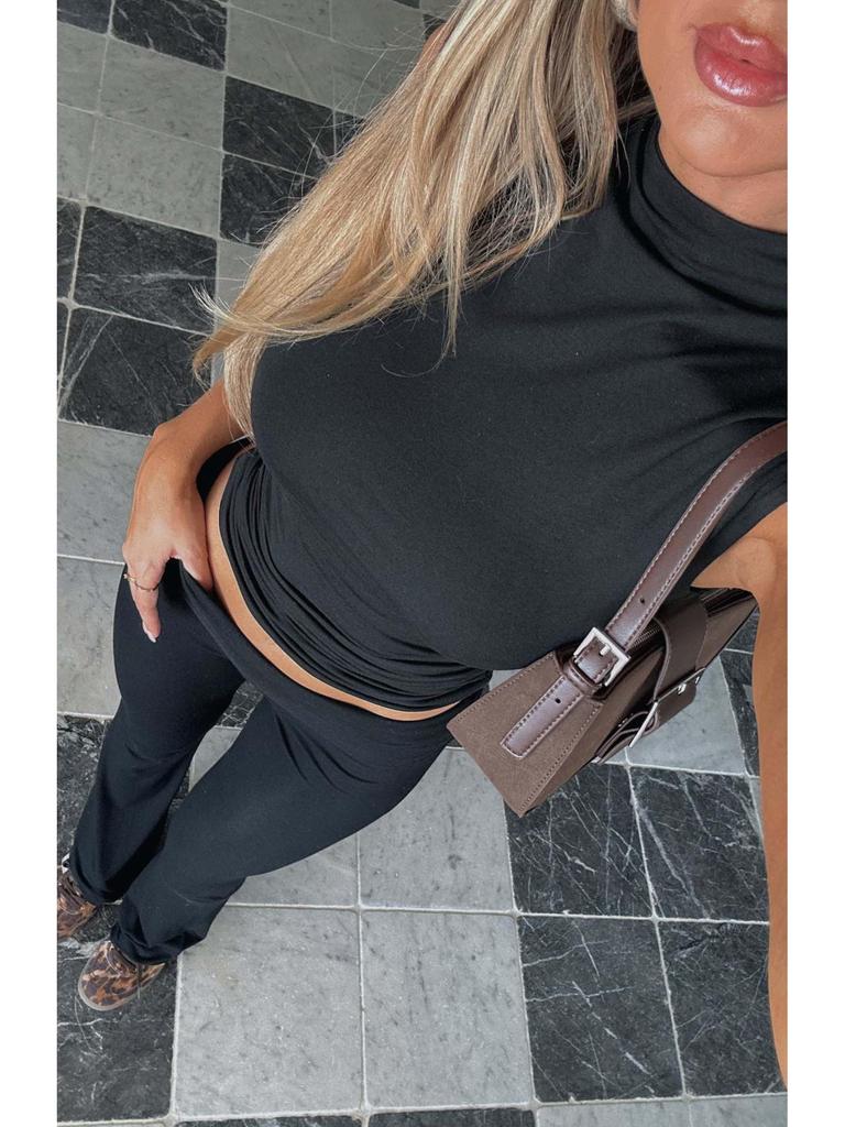 European & American Women's 2025 Fashion: Semi-High Neck Sleeveless Slim Solid Color Versatile Vest
