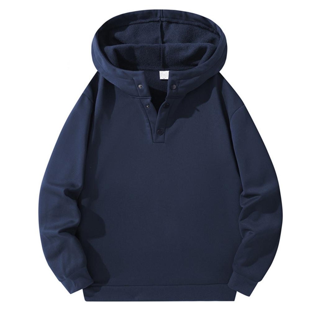 Men's Casual Loose Solid-Color Half-Zip Hooded Sweatshirt, Sports Sweatshirt