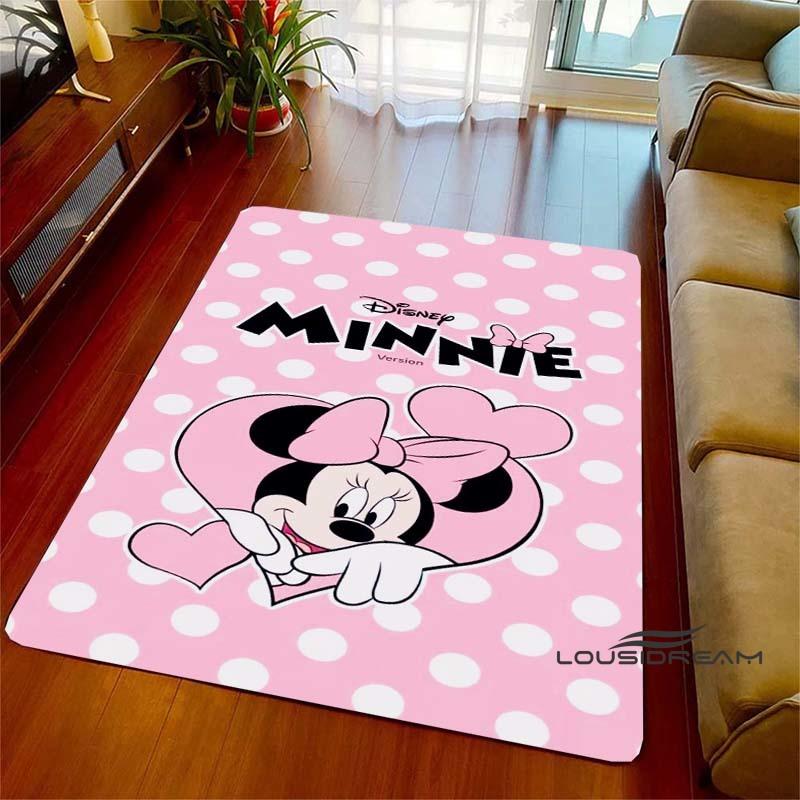 Cute Pink Minnie Mouse Cartoon Rug, Suitable for Living Room, Bedroom, Kitchen, Hallway, Children's Non-slip Floor Mat,