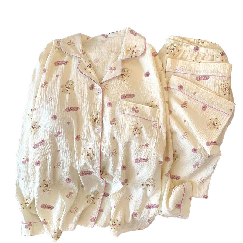 Mädchen Frühlings Revers Strickjacke Pyjama Set – Bequeme Hauskleidung