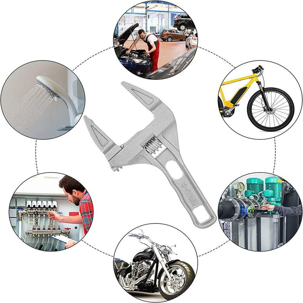 Universal Repair Set Bathroom Large Opening Pipe Wrench Adjustable Spanner Nut Key 6-68MM Steel Key