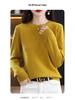 Soft & Cozy Women's Lace Round Neck Knit Sweater - Trendy Spring/Autumn 2025, Long Sleeve, Loose Fit