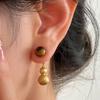 Hot Selling New Chinese Style Retro Tiger Eye Stone Brushed Gourd Earrings Multi-Wear Exquisite Autumn and Winter