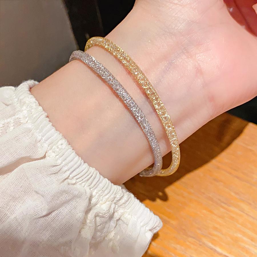 S925 Sterling Silver Sparkling Flash Money Bag Bracelet Women's Niche Light Luxury Fashionable Simple Fine Flash Single Chain Bracelet