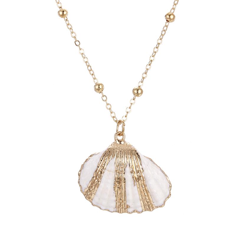 32 Styles Charm Boho Natural Shells Necklaces Scallop Pendant Necklace For Women Gifts Chain Style Alloy Seashell Summer Jewelry
