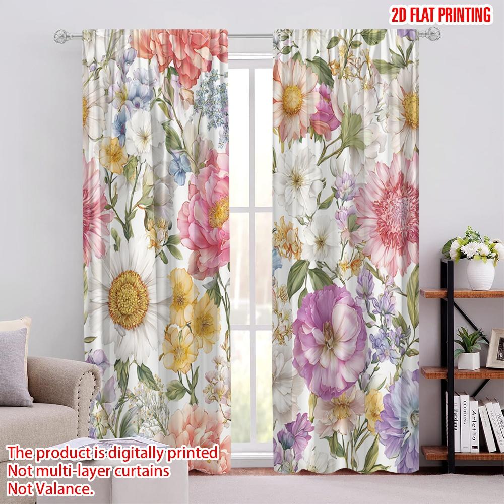 

2pcs,2D plane printing Minimalist Curtains Blooming Tapestry 100% Polyester (without rod) Art Deco Festive Perfect for Bedroom & 52.50 × 116.00 cm 2 pcs