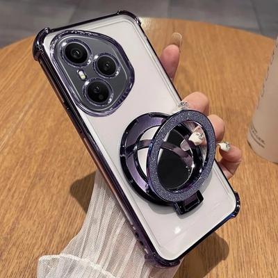 Phone Case For Huawei P30 Lite P40 P50 P60 Pura80 70 Pro Mate 50 Pro Flash Mirror Magnetic Bracket Shock Absorbing Soft Silicone