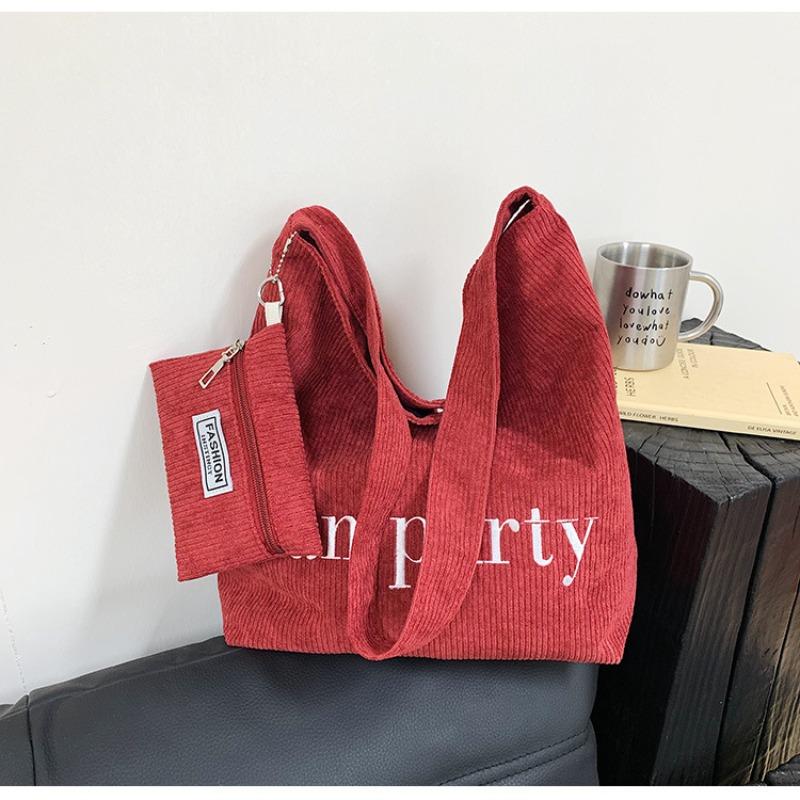 Einfache Alphabet-Canvas-Tasche für weibliche College-Studenten, Pendler-Umhängetasche für den Unterricht, trendige lässige Tragetasche