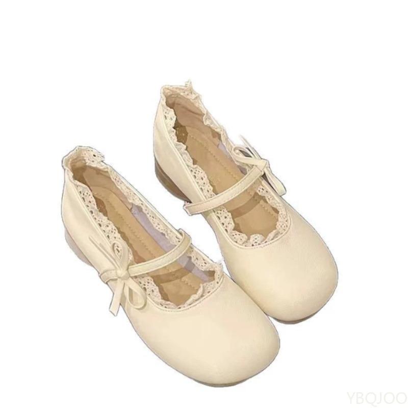 Women's Spring Summer New Retro Gentle Temperament Paired with Skirt Thick Heel Shallow Mouth Comfortable Single Shoes