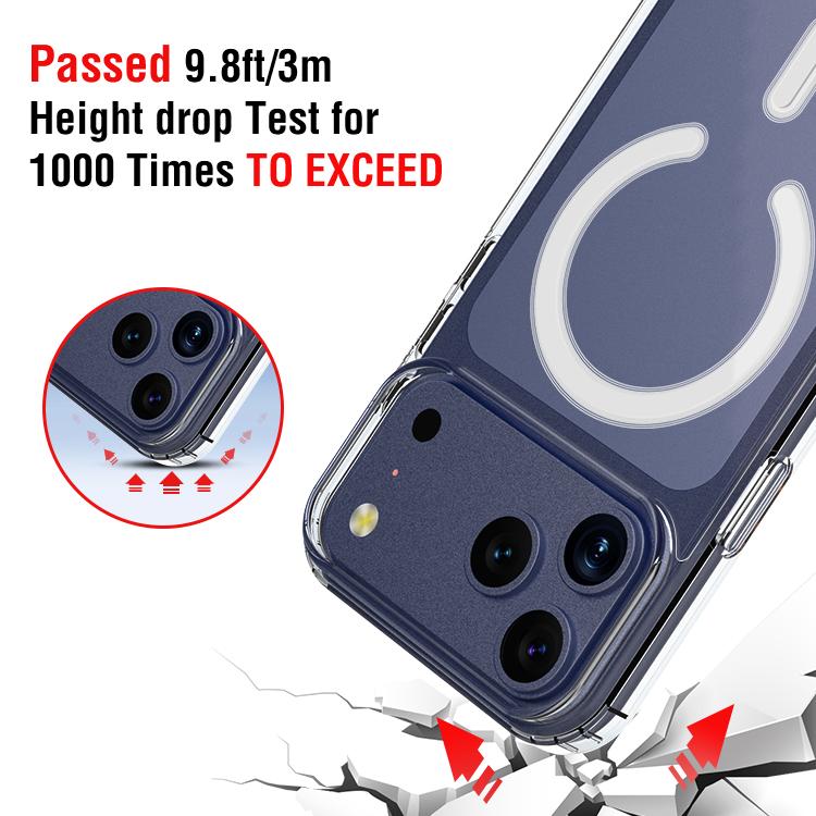 Us Warehouse Magnetic Case for Iphone 17 Pro Transparent TPU+PC Phone Protector Shell Support Wireless Charging Mag Back Cover
