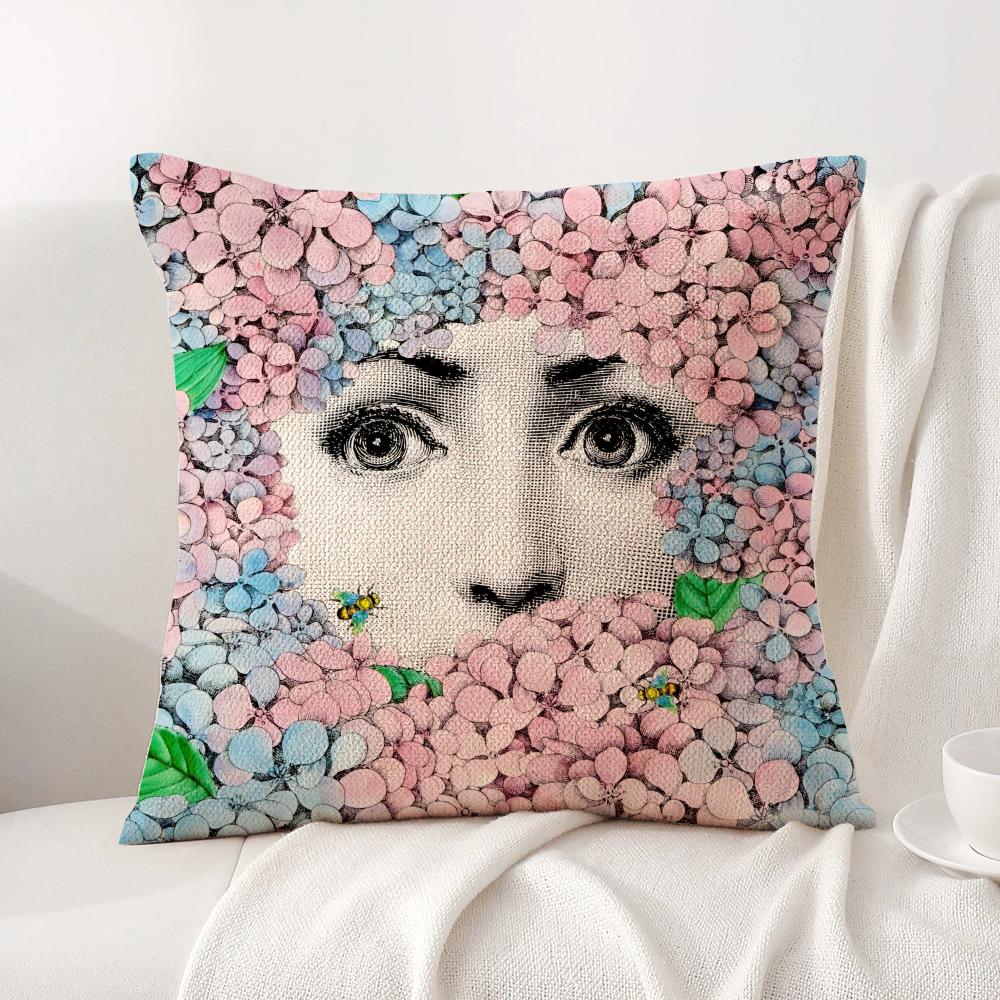 Women Anime Art Pillow Case Natural Linen Organic Fabric Double-Sided Printing Breathable Perfect For Home Decor