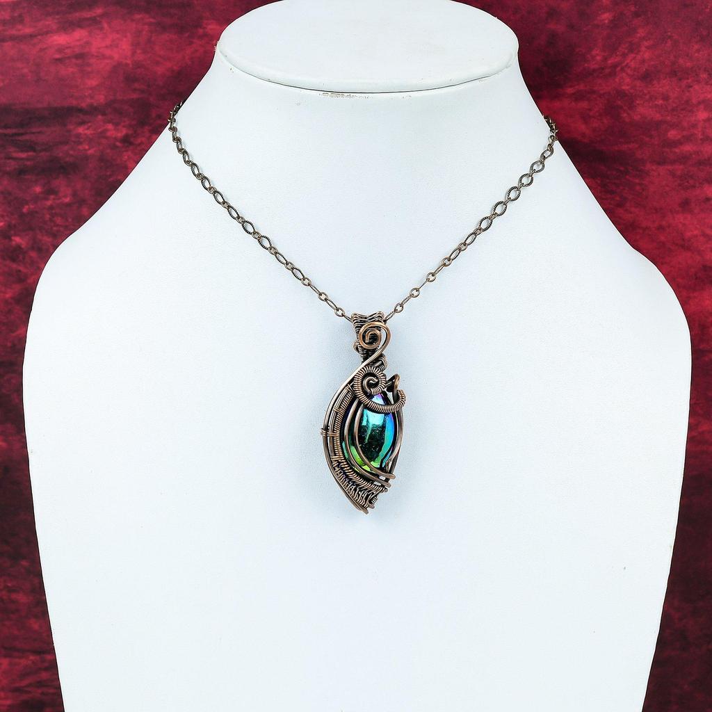 Mystic Fire Labradorite Pendant Copper Wire Wrapped Handmade Jewelry Genuine Gemstone Pendant Copper Pendant Gifts For Her Wire Wrap Pendant