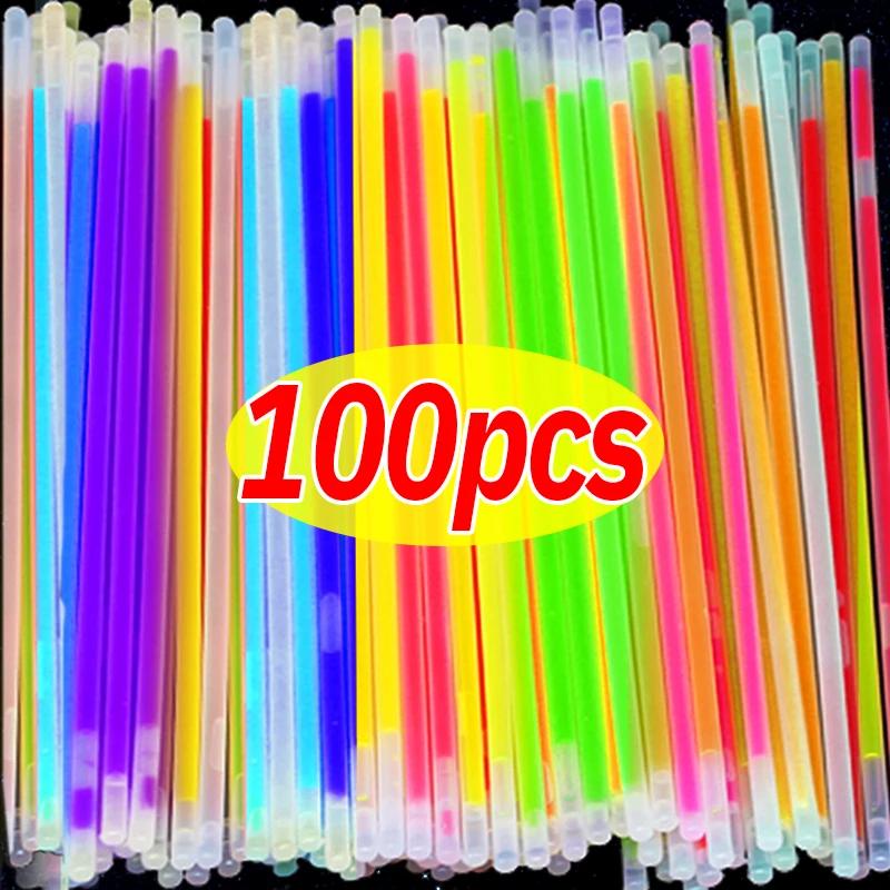 100/10pcs Luminous Glow Sticks Fluorescence Colorful Glowing in Dark Stick DIY Bracelet Necklace Glowstick Christmas Party Decor