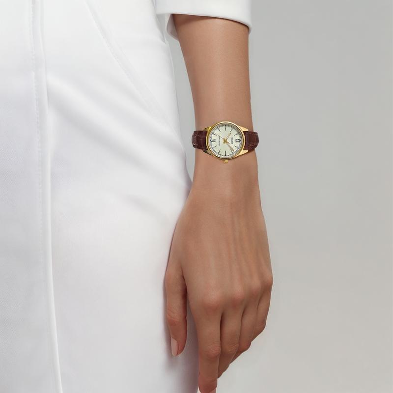 Casio STANDARD Serie DRESS Serie Modisch Retro Einfach Quarzwerk Lederarmband Japanische und Koreanische Uhr Damenuhr Gold LTP-V005GL-9B