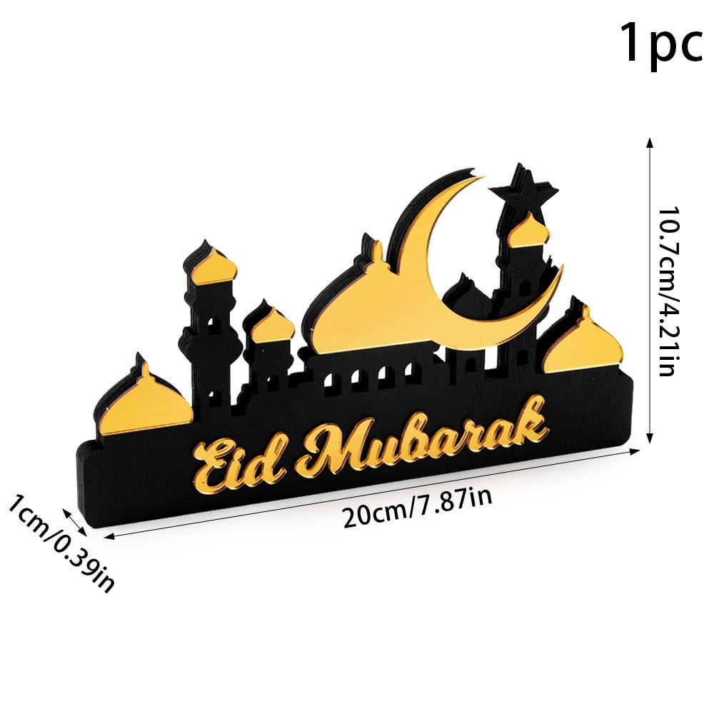 Ramadan Bordsdekoration Trä Akryl Måne Stjärna Slott Eid Mubarak DIY Hem Kareem Ramadan Dekoration Islamisk Muslimsk Fest Gåva