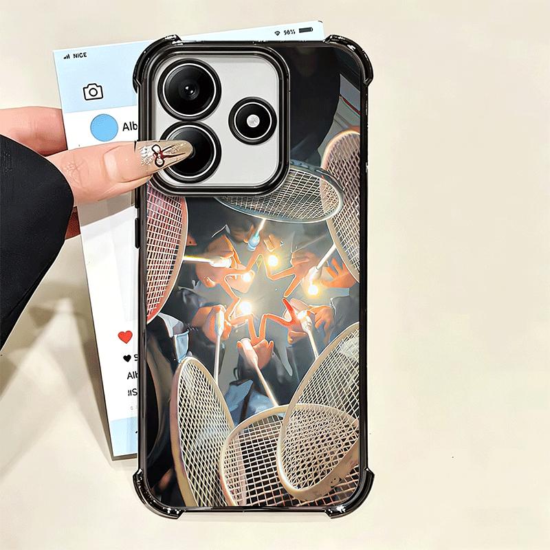Badminton Sport Plating Phone Case For Xiaomi Poco X5 X6 X7 X8 Pro Max F8 Ultra F7 M8 M7 M5S Redmi 15C 15 14C 13C 13 X3 12C F6