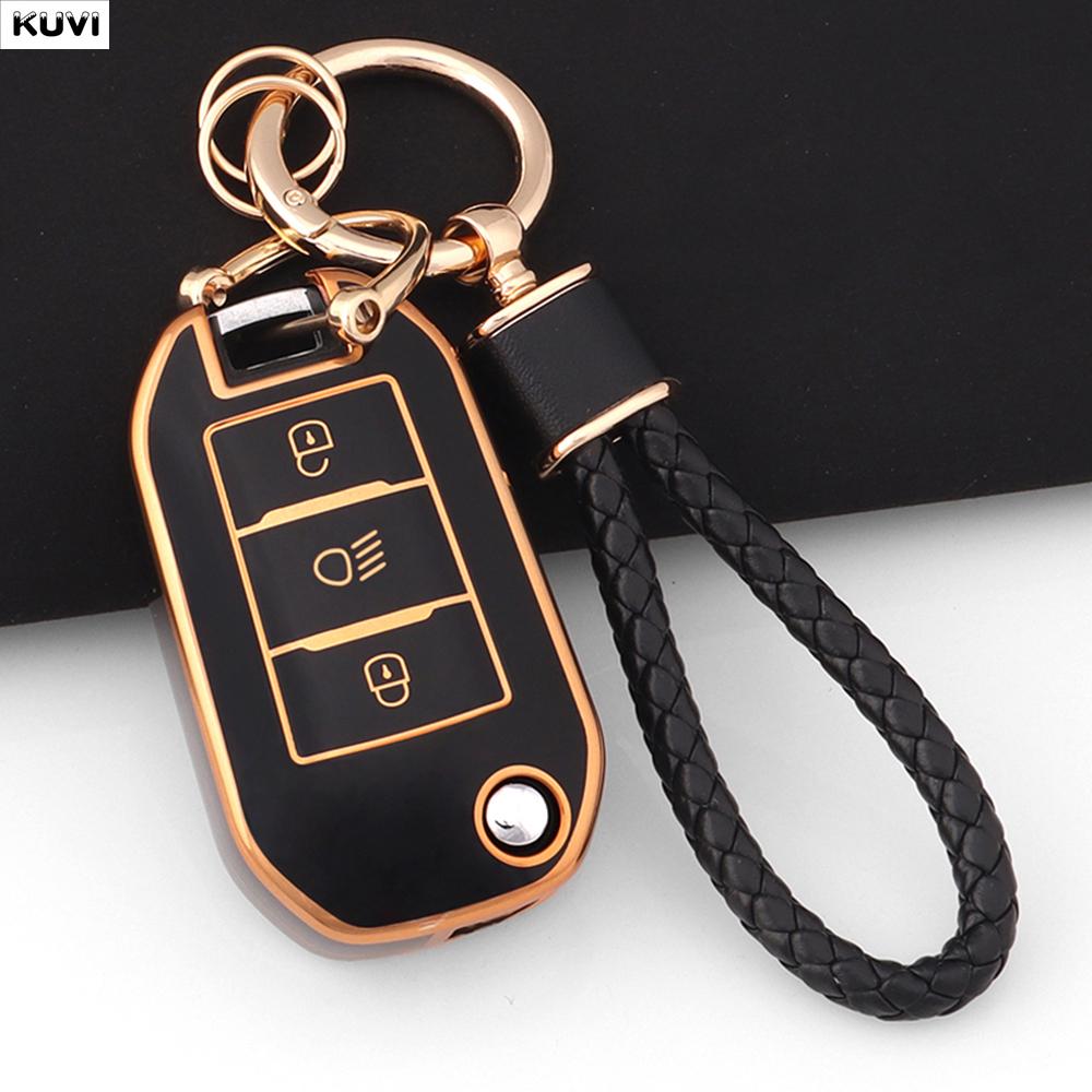 TPU Car Folding Key Case Cover Shell For Peugeot 208 308 408 508 2008 3008 4008 5008 For Citroen C3 C4 CACTUS C6 C8 Accessories