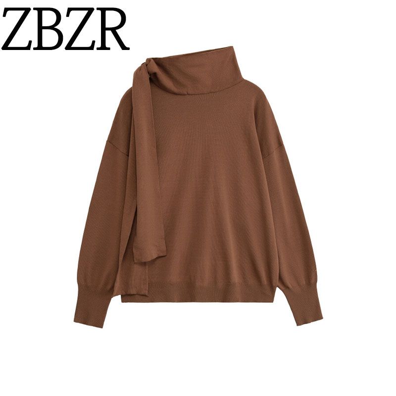 Za New Fall Women's Clothing 2025 Fashion Wind round Neck Loose Bow Long Sleeves Thin Knitwear 5536121