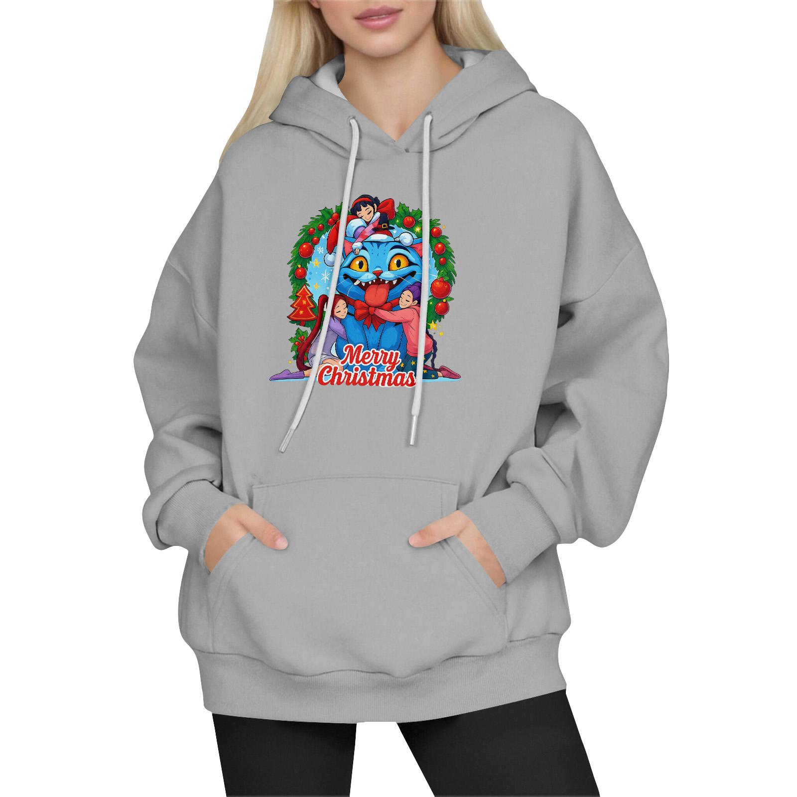 

Women s Fashion Long-Sleeve Pullover Hoodie with Fun Movie-Inspired Prints L