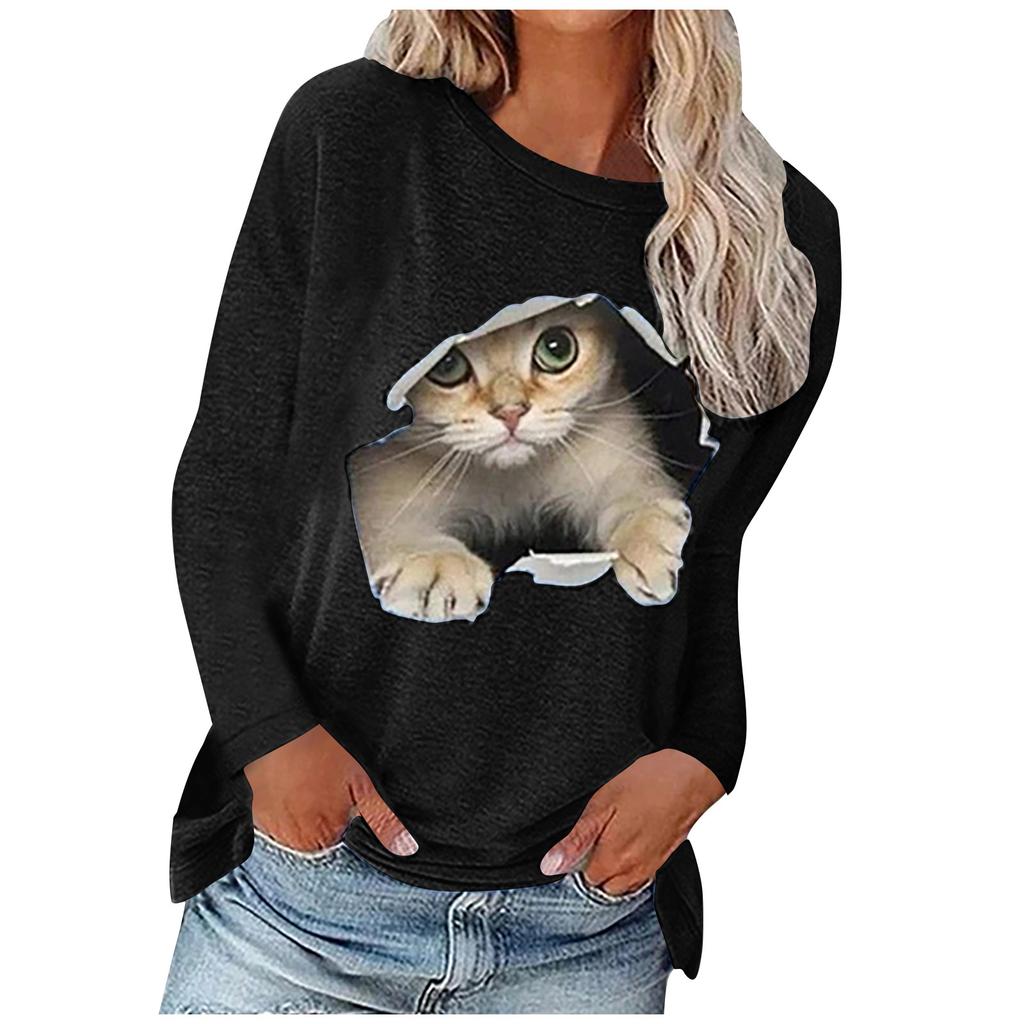 Women's Fashion And Winter Round Neck Casual Pullover Long Sleeve T-Shirt