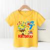 SpongeBobs Children Birthday Clothes Boy Girl Number Cotton T Shirt Short Sleeve Kids Clothes Cartoon Summer Toddler Tee Tops