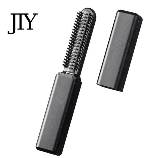 Professional Hair Brush Mini Straightener for Bangs, Cordless Root Lift Travel Size Straightening Comb & Frizz Control, USB Rechargeable Electric Men