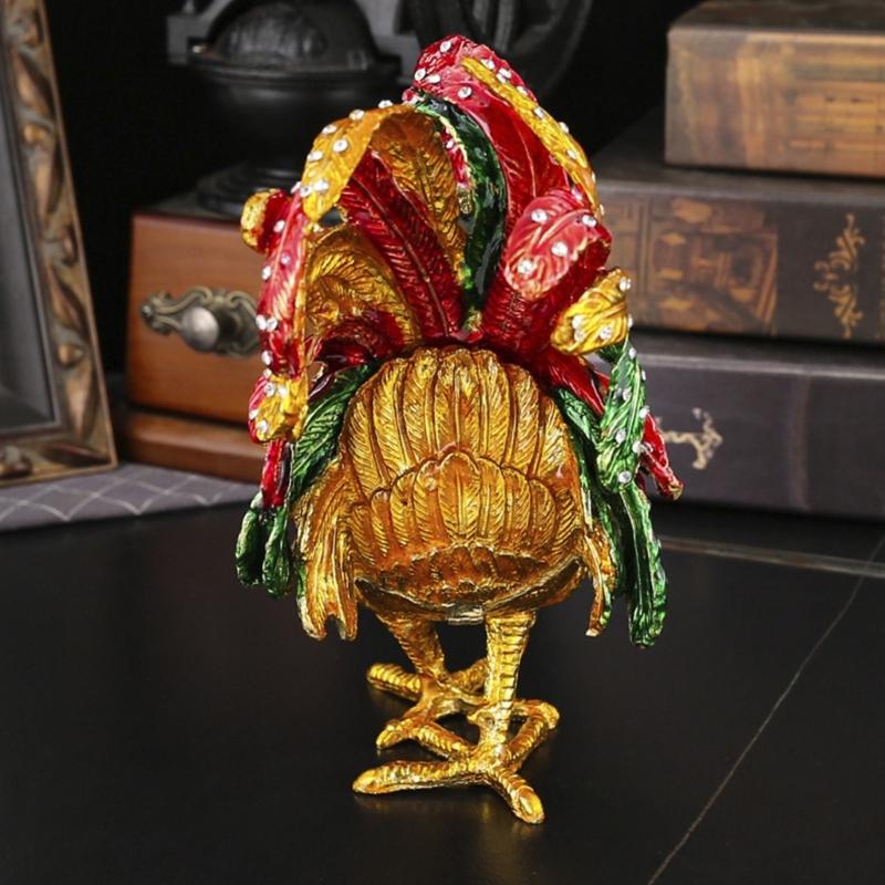 Exquisite Handcrafted Rooster Jewelry Display Case Holder Box Featuring Aluminum Construction And Ample Space