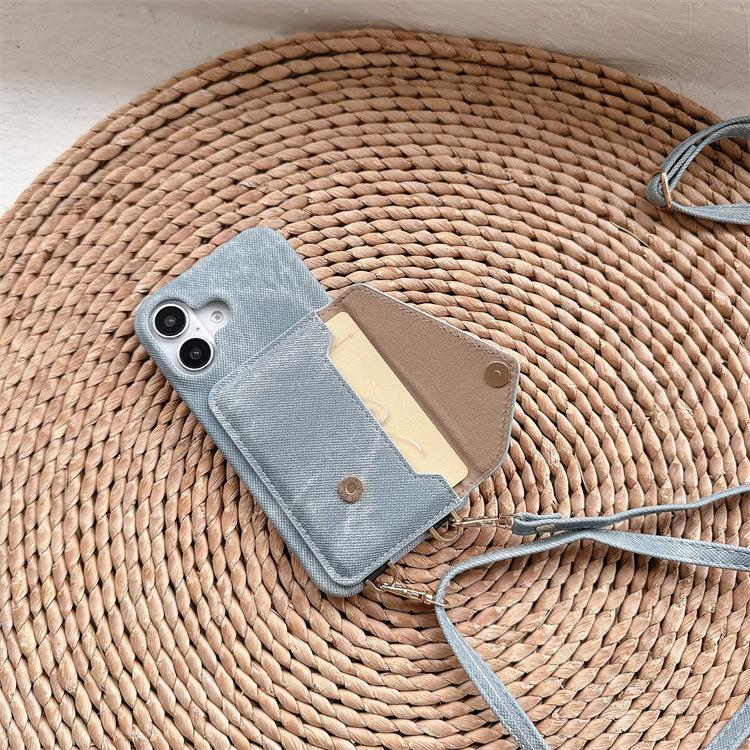 Applicable To iphone14Pro Denim Card Case Crossbody 11/12promax Envelope Card Case Change Protective Case