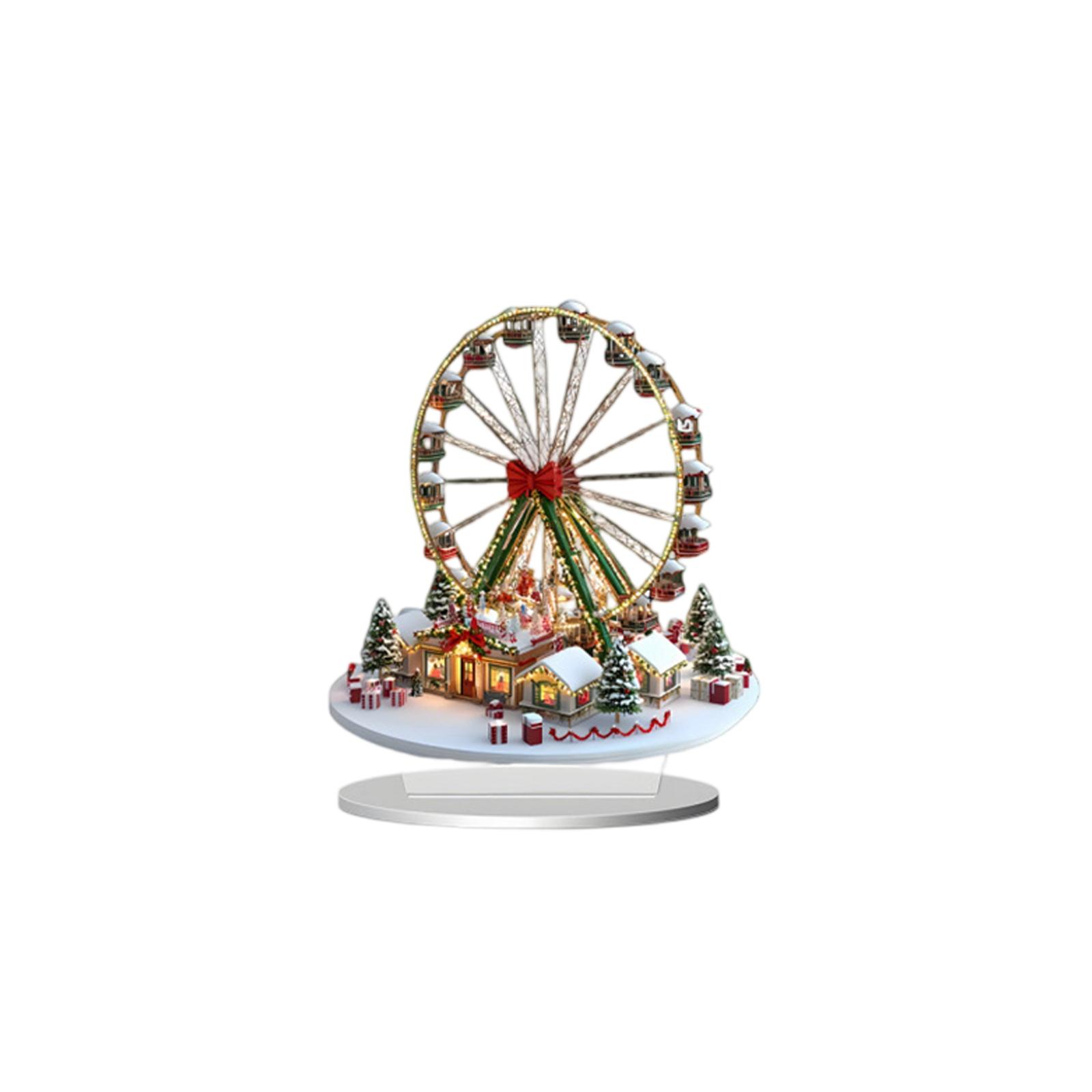 

Рождественская карусель 2D дисплей, Водонепроницаемое акриловое стоячее украшение, 7,87 X 8 дюймов, Праздничный домашний декор One Size