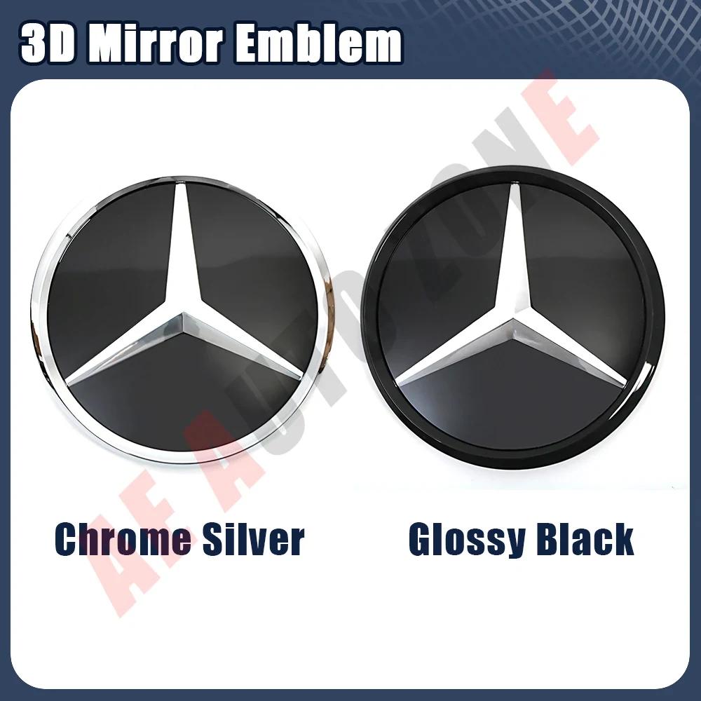 Tuhgj1 Car Sticker Chrome Silver OE Style Emblem Front Grille Star Emblems Logo For Mercedes Benz B W245 C W204 C300 C250 GLK X204 GLK3