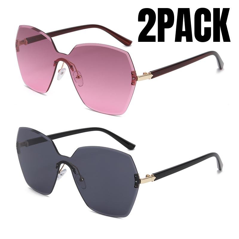 

2 шт. Новые ретро женские солнцезащитные очки градиентные без оправы модный дизайн тени модные высокого класса мужские цельные очки для улицы