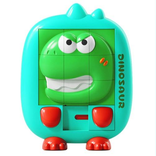 Non-Toxic 3D Cartoon Animal Huarongdao Kids Hand Eye Coordination Cartoon Dinosaur Sliding Puzzle Toy