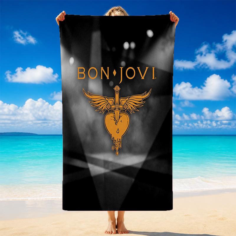 Bon Jovi Print Microfiber Beach Towel Sand?Resistant Lightweight Towel For Swimming Outdoor Travel Use