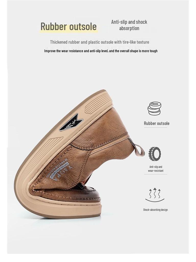 White Men's Business Casual Leather Sneakers Handmade Stitched Cowhide Youth Style 7773