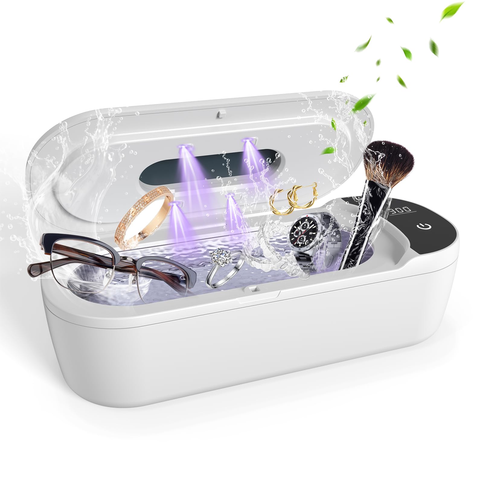 

Ultrasonic 400ml Large Powerful Eyeglass Timer Powerful Ultrasonic Denture Glasses Compact for Home Everyday Precious Makeup Watch White Cleaner,