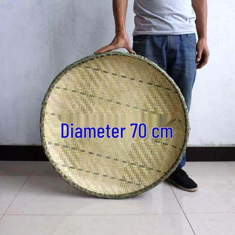 Bamboo Household Winnowing Basket: Perforated & Non-Perforated Bamboo Sieve, Handmade Woven Tray for Dried Goods & Sun-drying Decor
