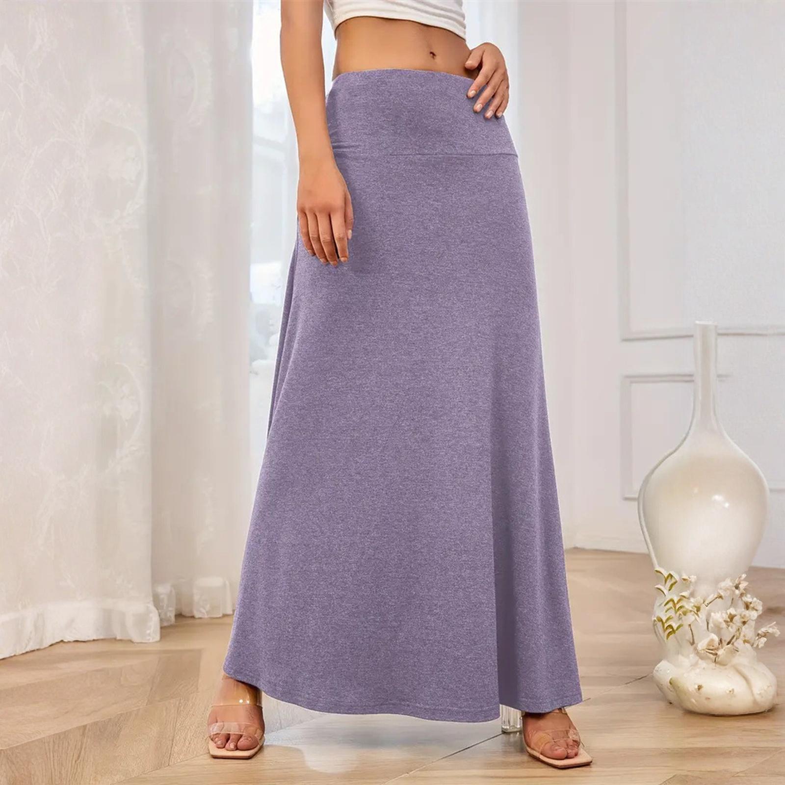

Women s Elegant And Fashionable Knitted -color Midi Skirt M фіолетовий